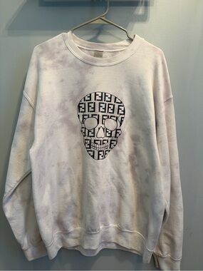 Women’s White Graphic Skull Crewneck Sweater
